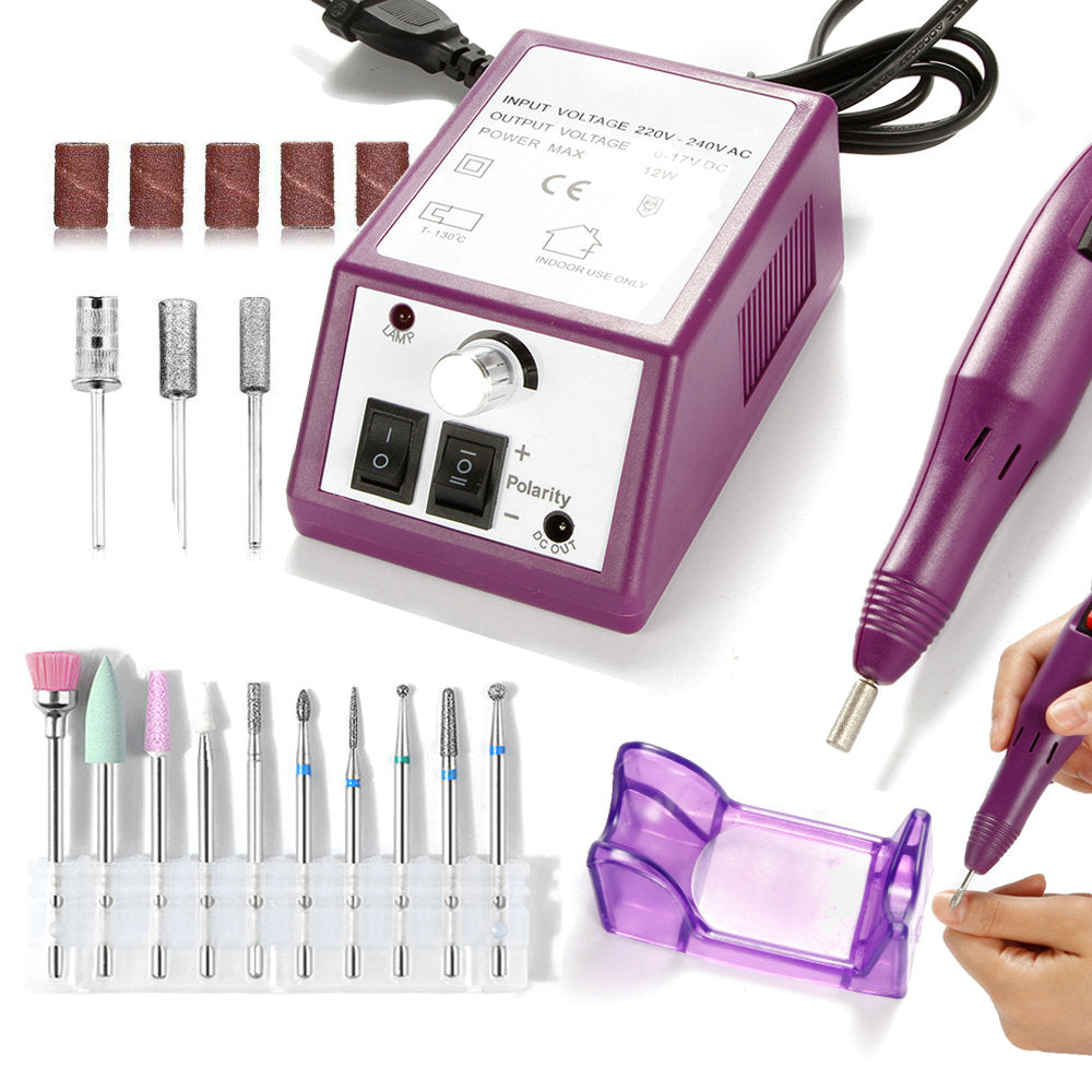 Nail Drill Electric Apparatus for Manicure 10pcs Milling Cutters Drill Bits Set Gel Cuticle Remover Pedicure Machine Nail Art - Quid Mart