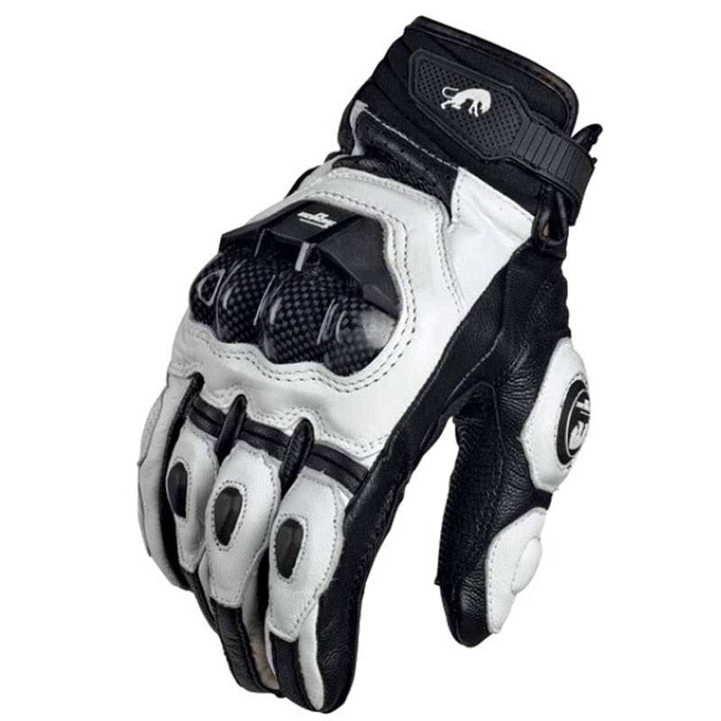 Motorcycle Gloves black Racing Genuine Leather Motorbike white Road Racing Team Glove men summer winter - Quid Mart