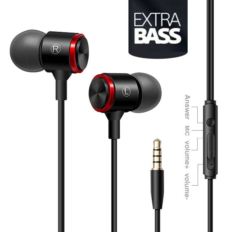 Duszake S320 Stereo Bass Headphone In-Ear 3.5MM Wired Earphones Metal HIFI Earpiece with MIC for Xiaomi Samsung Huawei Phones - Quid Mart