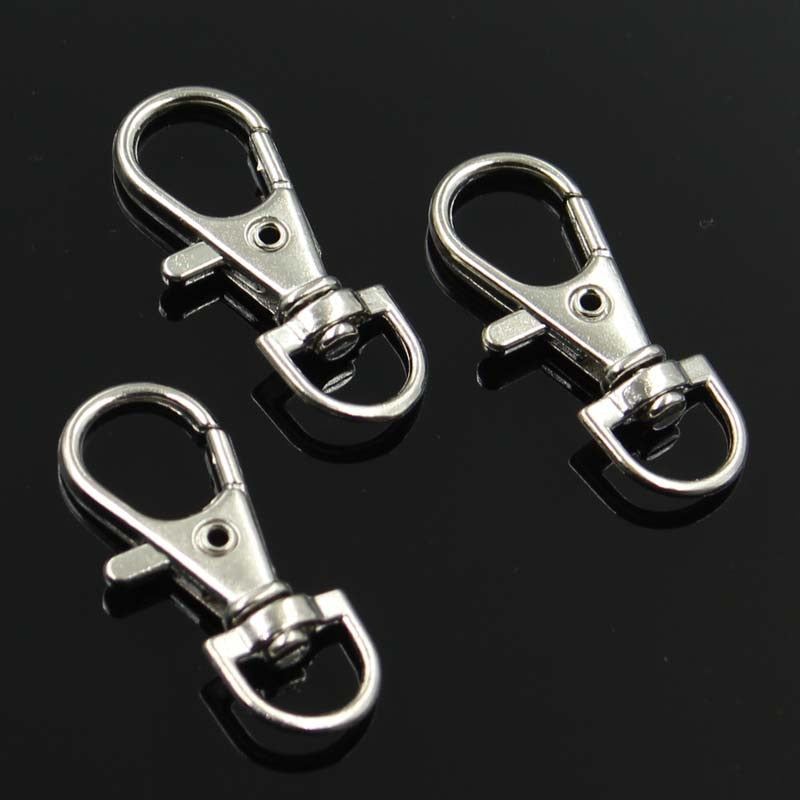 10pcs Wholesale Silver Color Rhodium Lobster Clasp Clips Key Hook Keychain Split Key Ring Findings Clasps DIY Keychains Making - Quid Mart