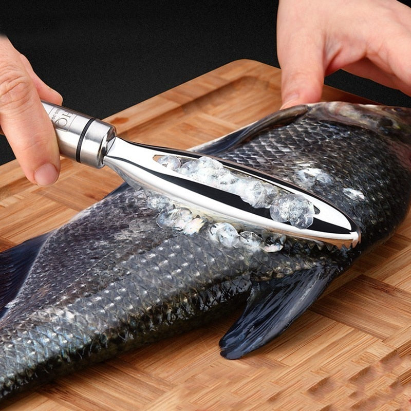 Kitchen accessories Stainles Fish Scales Scraping Graters Fast Remove Fish Cleaning Peeler Scraper Fish bone tweezers tool gadge - Quid Mart