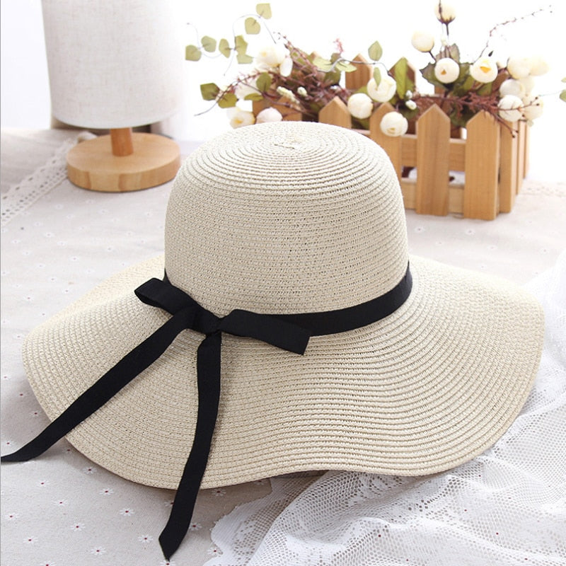 Foldable Wide Brim Floppy Straw Hat for Women - Perfect for Summer & Travel! - Quid Mart