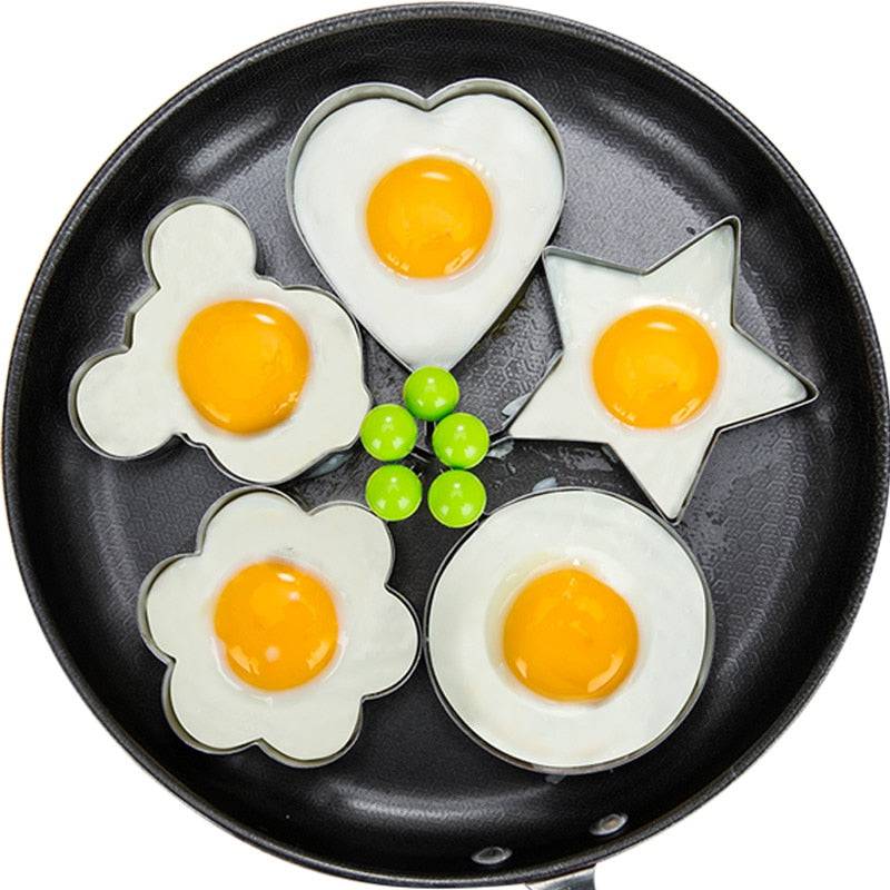Stainless Steel 5Style Fried Egg Pancake Shaper Omelette Mold Mould Frying Egg Cooking Tools Kitchen Accessories Gadget Rings - Quid Mart