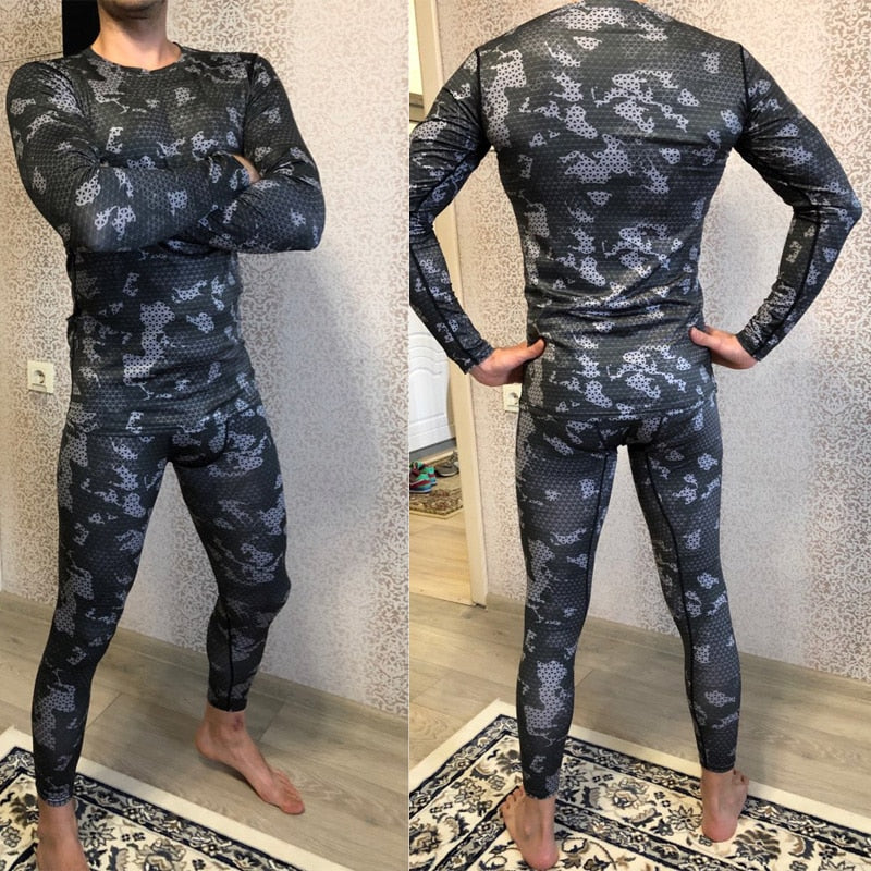 Men's Camo Running Tights: Gym Training Compression Pants - Quid Mart
