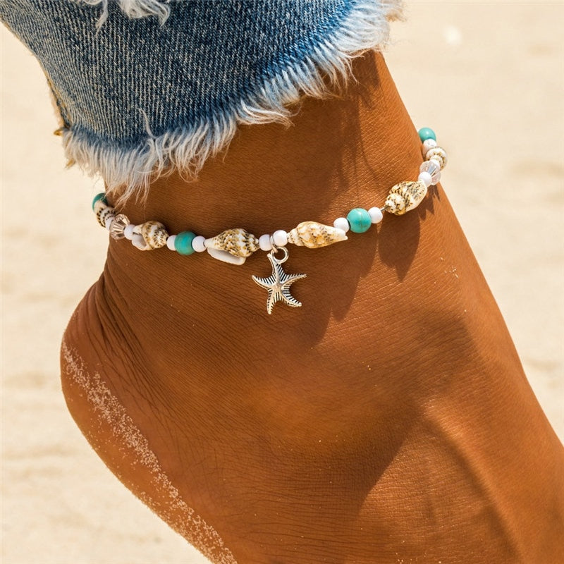 Boho Shell Beads Starfish Anklet Beach Leg Bracelet for Women - Quid Mart