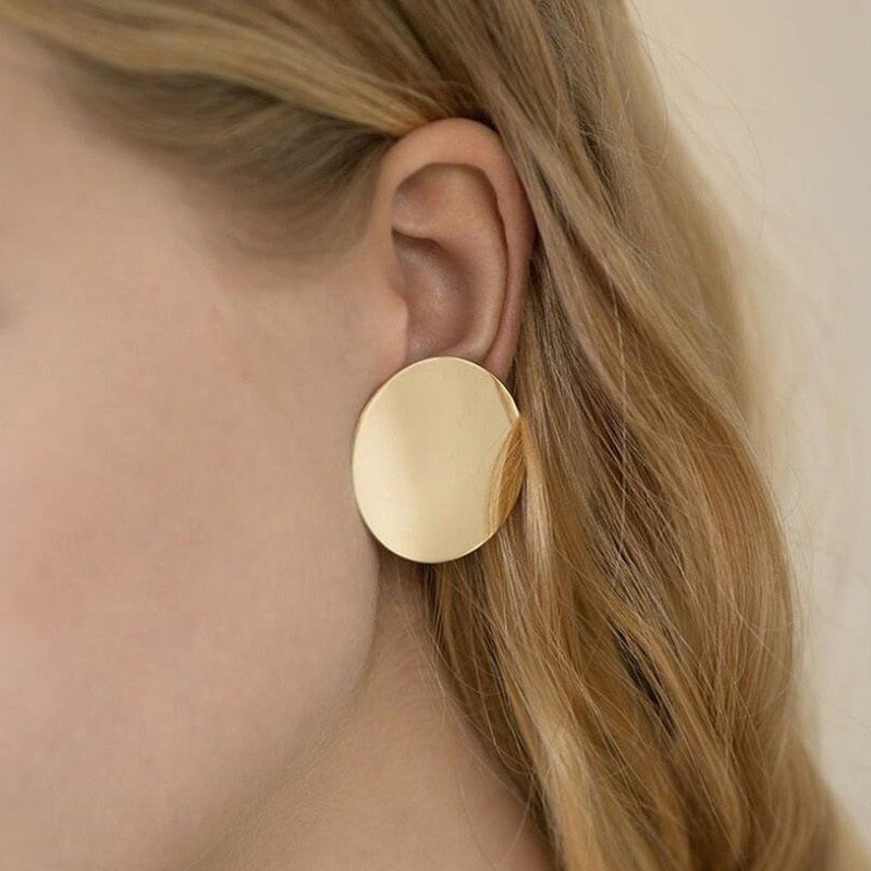 Round Shaped Golden Earrings Simple Metal Vintage Earrings For Women Fashion Jewelry Girls Earring brincos 2019 - Quid Mart