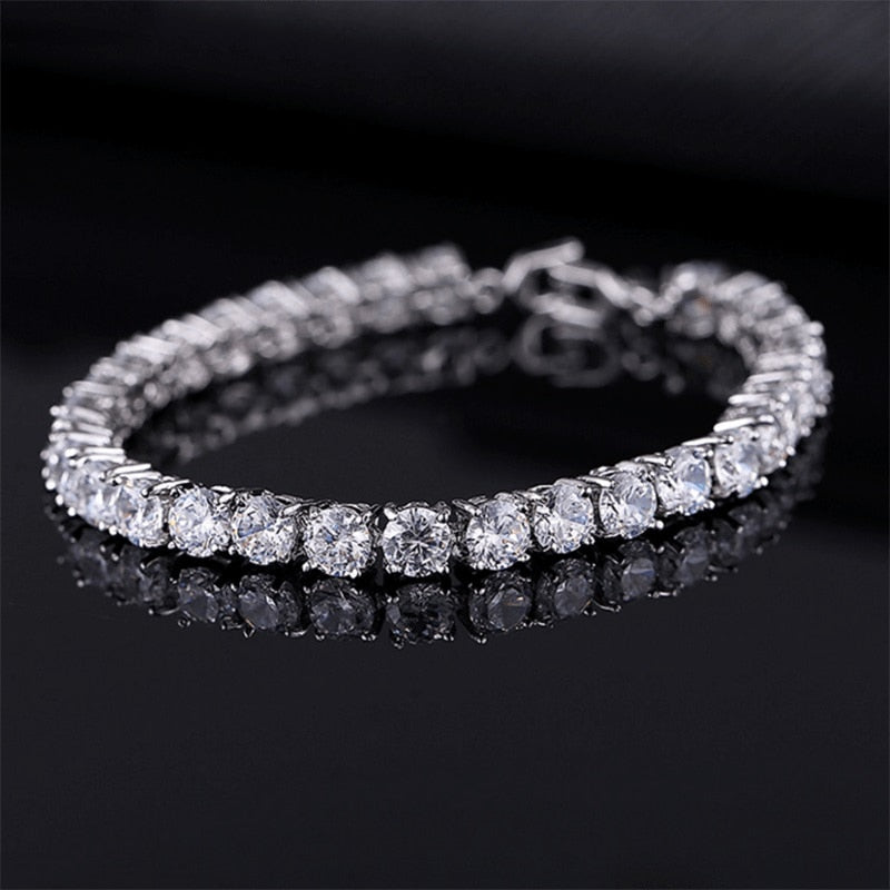Luxury 4mm Cubic Zirconia Tennis Bracelets Iced Out Chain Crystal Wedding Bracelet For Women Men Gold Silver Color Bracelet - Quid Mart