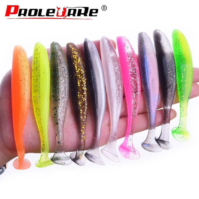 Proleurre Shad Worm Soft Bait 95mm 75mm 50mm T Tail Jigging Wobblers Fishing Lure Tackle Bass Pike Aritificial Silicone Swimbait - Quid Mart