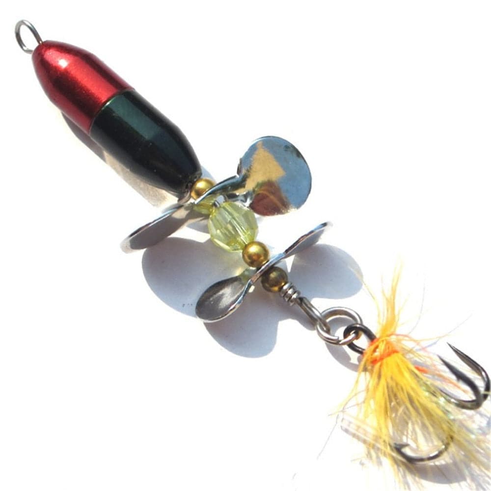 1pcs Rotating Spinner Sequins Fishing Lure 10g/7cm Wobbler Bait with Feather Fishing Tackle for Bass Trout Perch Pike - Quid Mart