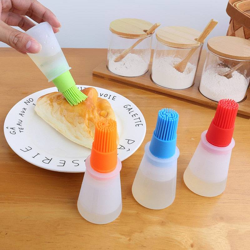 NEW Portable Oil Bottle Barbecue Brush Silicone Kitchen BBQ Cooking Tool Baking Pancake Barbecue Camping Accessories Gadgets - Quid Mart
