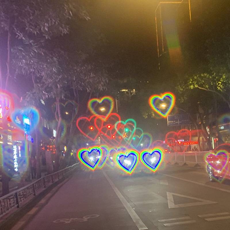 Heart-Shaped Diffraction Sunglasses: Watch Lights Transform at Night - Quid Mart
