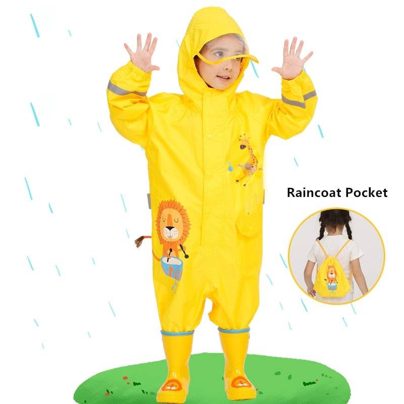 Kids Dinosaur Rainsuit - Waterproof & Hooded One-Piece Rainwear - Quid Mart