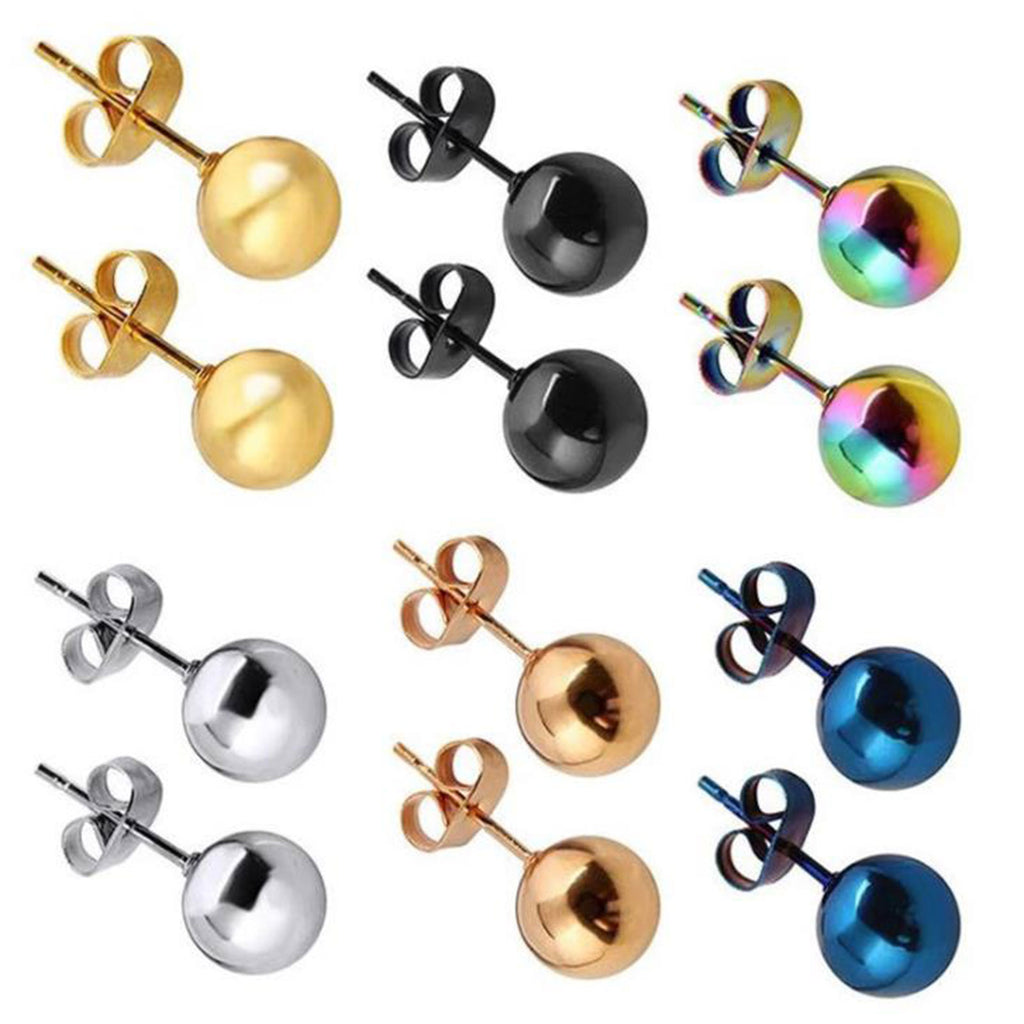 Stainless Steel Ear Post Stud Earrings For Women Men Jewelry Gold Silver Color Ball 2-8mm Dia Fashion Jewelry Wholesale, 1 Pair - Quid Mart