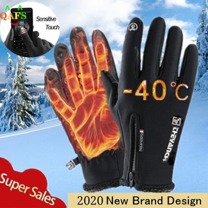 Outdoor Winter Gloves Waterproof Moto Thermal Fleece Lined Resistant Touch Screen Non-slip Motorbike Riding - Quid Mart
