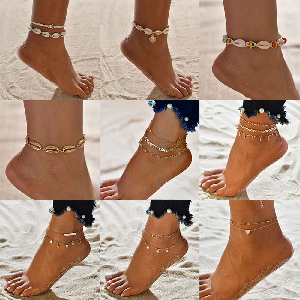 Bohemian Shell Heart Anklets: Summer Jewelry for Women and Girls - Quid Mart