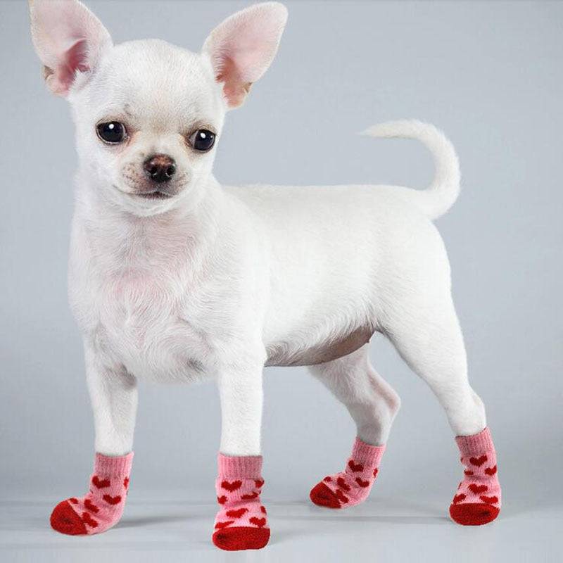 4pcs Warm Puppy Dog Socks Soft Pet Knits Socks Cute Cartoon Anti Slip Socks Warm Puppy Dog Shoes Small Medium Dogs Pet Product - Quid Mart