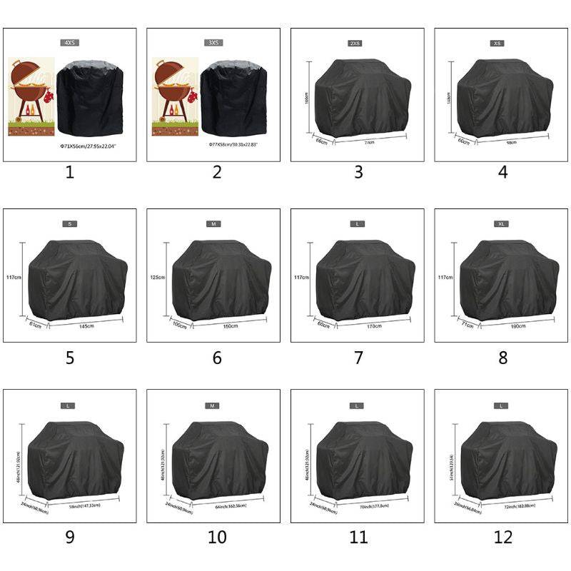 190T 210D BBQ Cover Outdoor Dust Waterproof Weber Heavy Duty Grill Cover Rain Protective Outdoor Barbecue Cover Round - Quid Mart