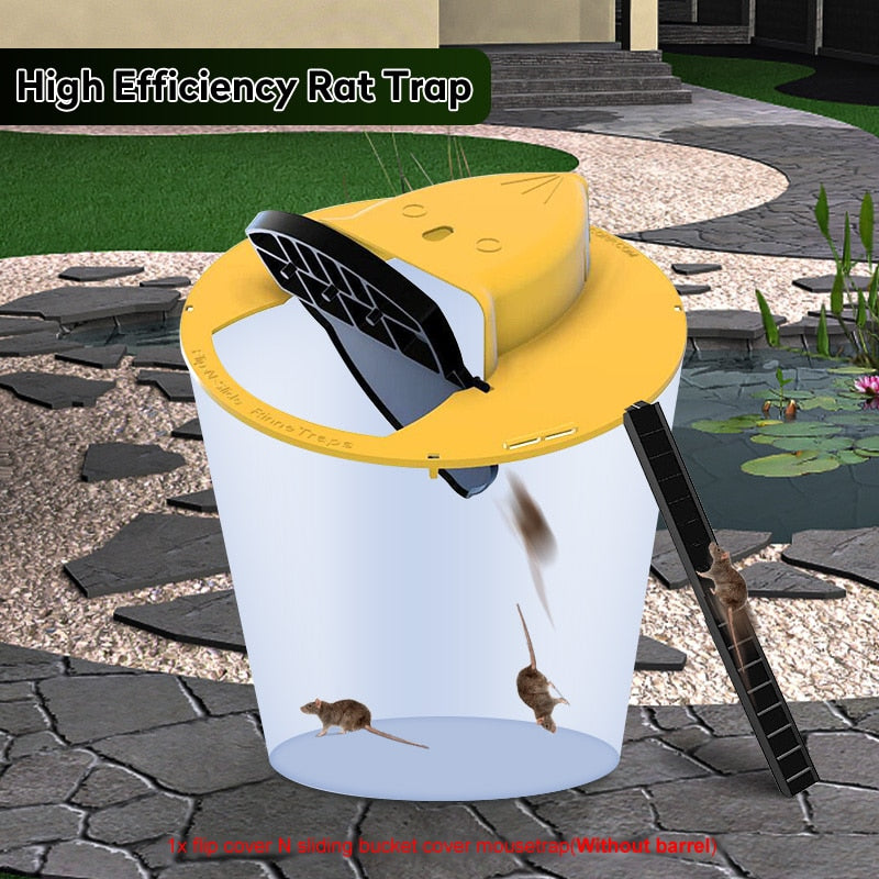 Reusable Mouse Trap Plastic Bucket Lid Rat Traps Humane Or Lethal Mousetrap for Mice Multi Catch Auto Reset Flip Slide Trap Mice - Quid Mart
