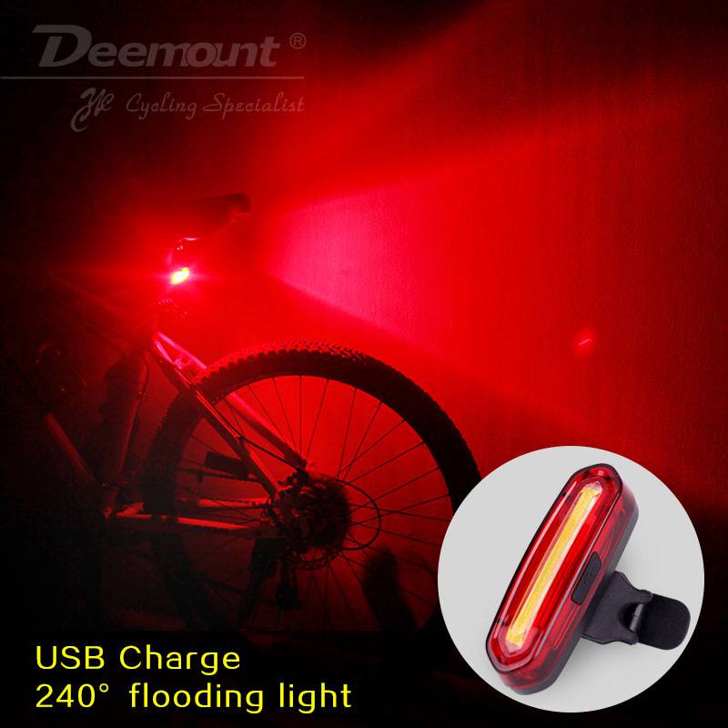 Deemount Rechargeable COB LED USB Mountain Bike Tail Light Taillight MTB Safety Warning Bicycle Rear Light Bicycle Lamp - Quid Mart