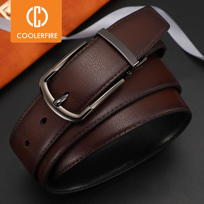 Men's Genuine Leather Reversible Belt - Brown & Black - 100-160cm - Quid Mart