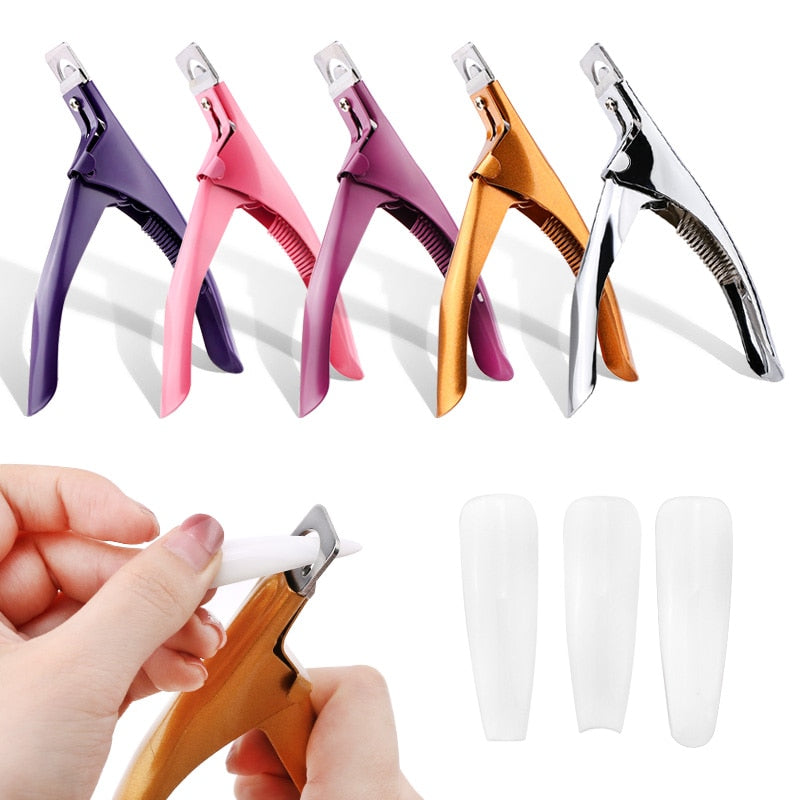 Professional Nail Art Clipper Special type U word False Tips Edge Cutters Manicure Colorful Stainless Steel Nail Art Tools - Quid Mart