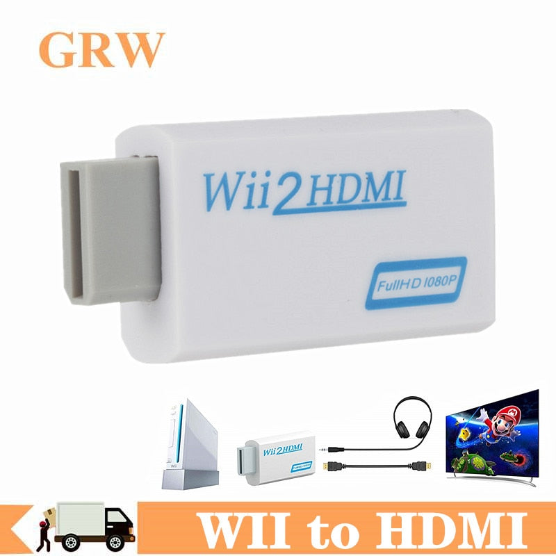 WII to HDMI Converter Full HD 1080P WII to HDMI Wii 2 HDMI Converter 3.5mm Audio for PC HDTV Monitor Display Wii To HDMI Adapter - Quid Mart