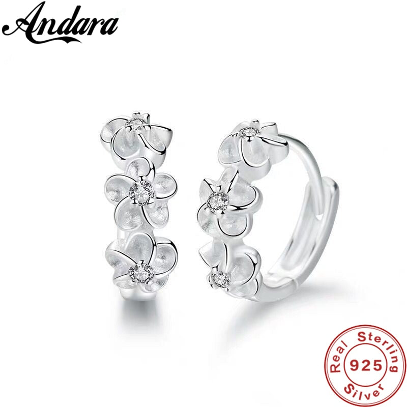 New 925 Sterling Silver Earrings Small Flower Round Earrings Female Charm Jewelry Gift - Quid Mart