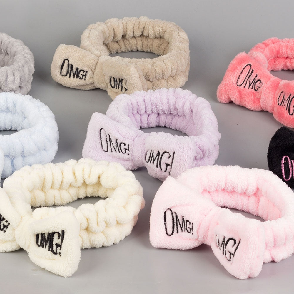 New Letter OMG Coral Fleece Soft Bow Headbands - Cute Hairbands - Quid Mart
