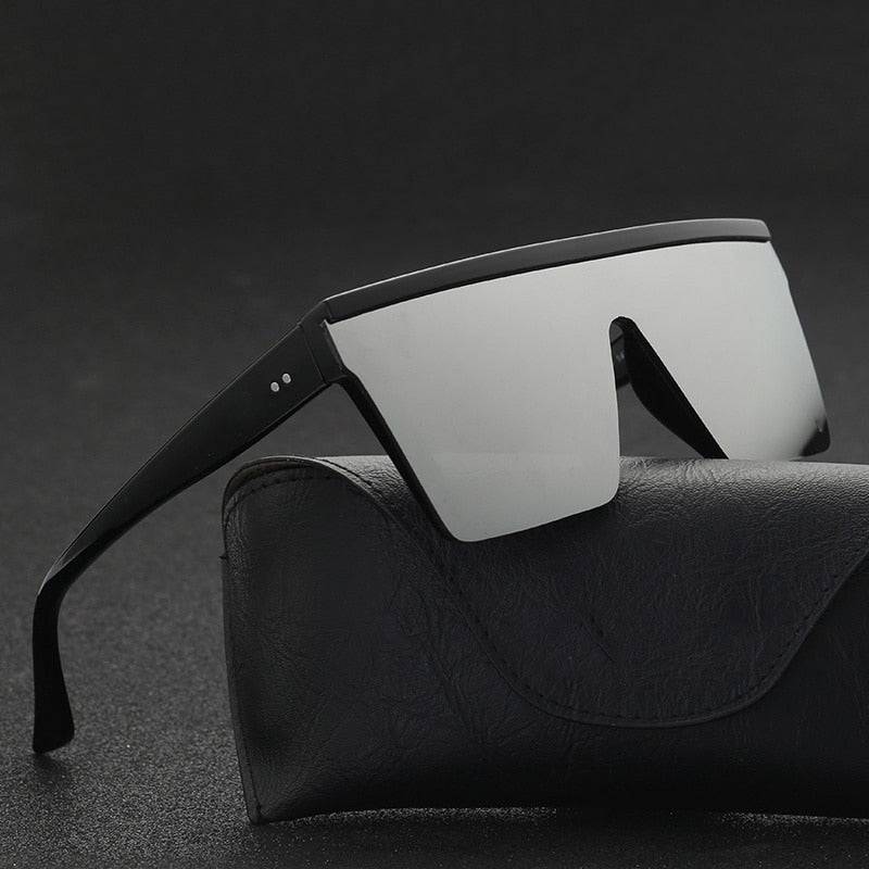 2023 Vintage Flat Top Sunglasses - Black Square UV400 Gradient Shades - Quid Mart