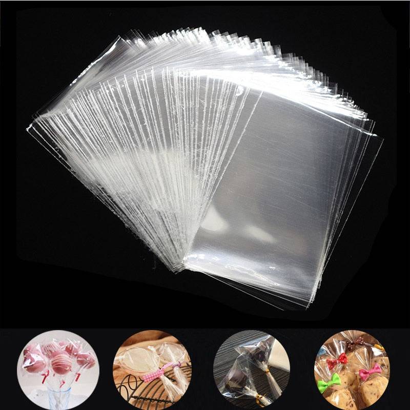 100Pcs Transparent Plastic Bags for Candy Lollipop Cookie Packaging Cellophane Bag Christmas Wedding Birthday Party Gift Bag - Quid Mart