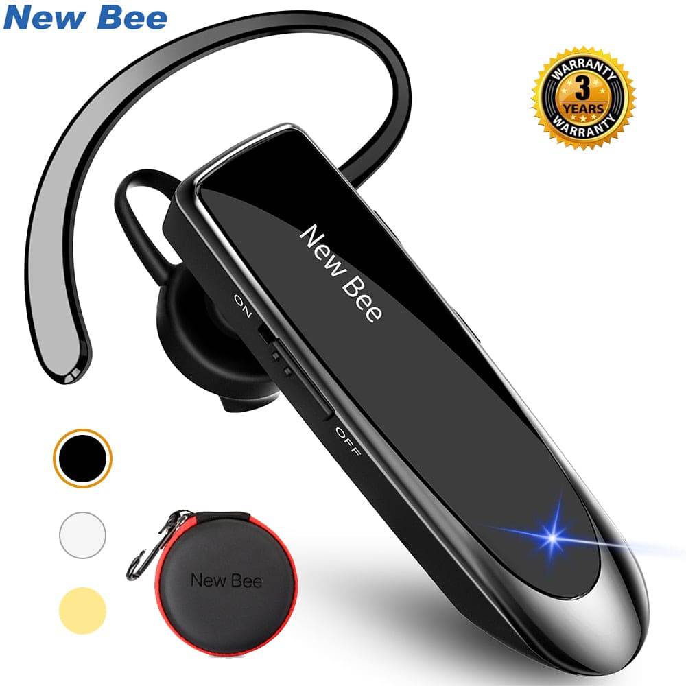 New Bee Bluetooth Headset V5.0 Wireless Earphones Headphones with Mic 24Hrs Earbuds Earpiece Mini Handsfree for iPhone xiaomi - Quid Mart