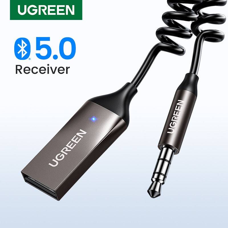 UGREEN Bluetooth Receiver 5.0 Adapter Hands-Free Car Kits AUX Audio 3.5mm Jack Music Wireless Receiver for Car BT Transmitter - Quid Mart