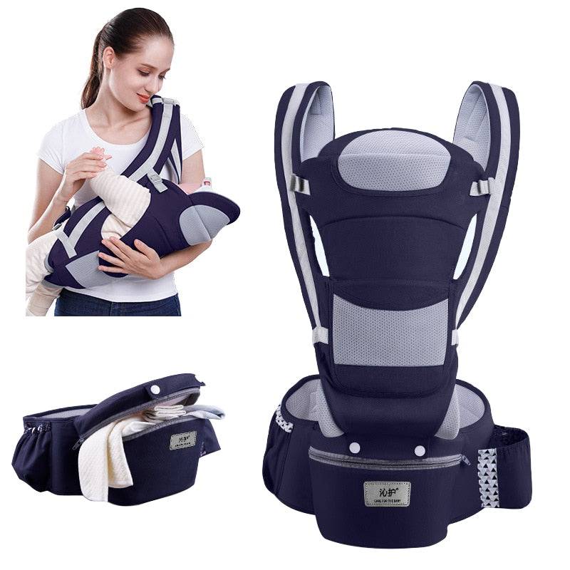 Ergonomic Baby Carrier: Hipseat, Front-Facing, Kangaroo Wrap - Quid Mart