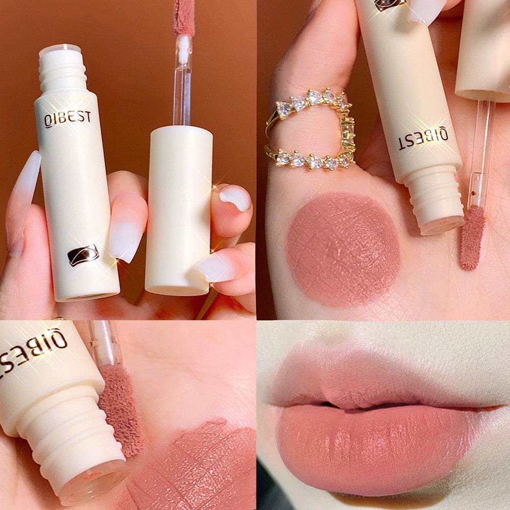 QIBEST Lip Gloss 8 Colors Nude Matte Chocolate Lipstick Waterproof Long Lasting Women Red Lip Tint Velvet Lip Glaze Cosmetics - Quid Mart
