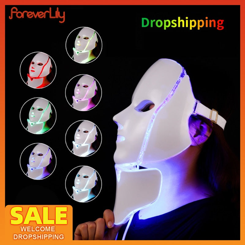 VIP Facial LED Mask with Neck LED Light Therapy Face Beauty Mask Skin Tightening Photon Rejuvenation Whitening Facial Massager - Quid Mart
