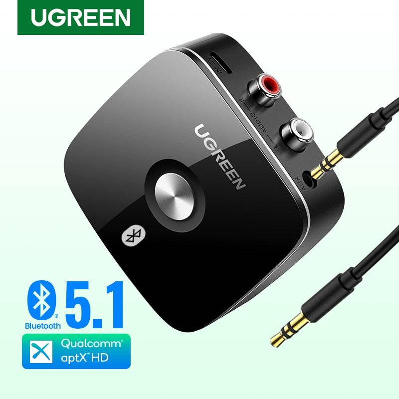 UGREEN Bluetooth RCA Receiver 5.1 aptX HD 3.5mm Jack Aux Wireless Adapter Music for TV Car 2RCA Bluetooth 5.0 Audio Receiver - Quid Mart