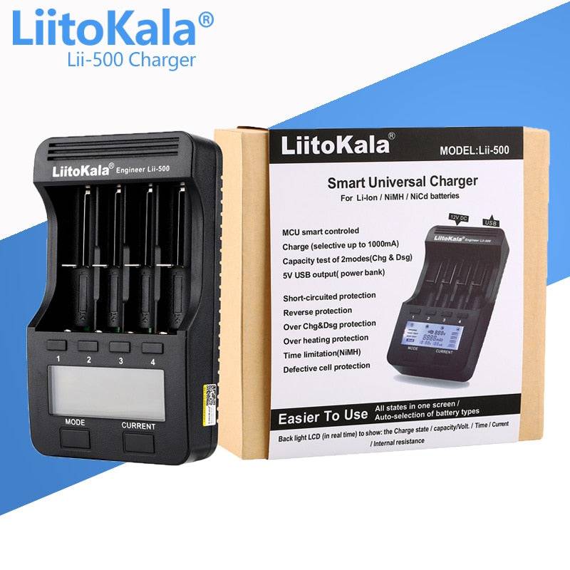 LiitoKala Lii-500 Lii-600 Lii-S8 Lii-PD4 Lii-PD2 LCD 3.7V/1.2V 18650/26650/16340/14500/18500 Battery Charger with screen - Quid Mart