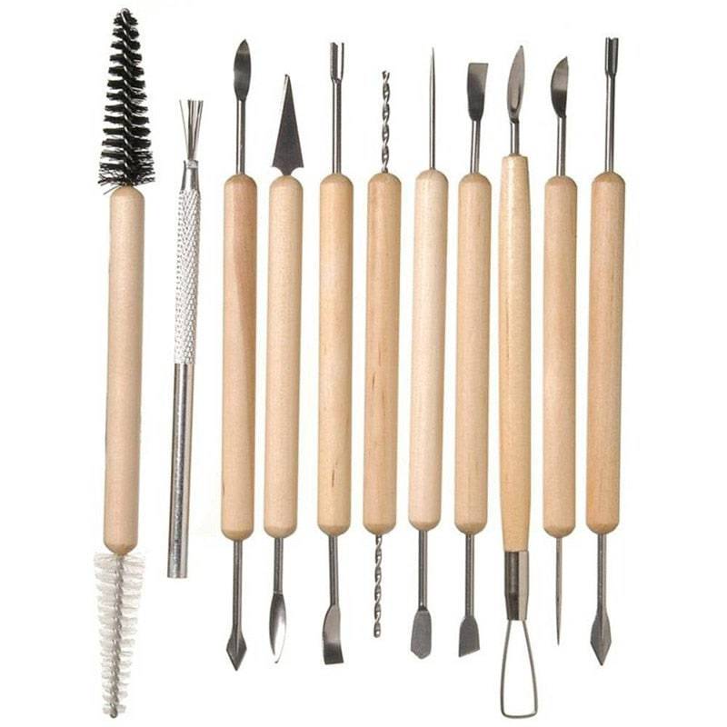 11pcs DIY Pottery Tools Polymer Clay Cutter Tools Clay Sculpting Tools Craft Sculpt Carving Ceramic Moldes - Quid Mart