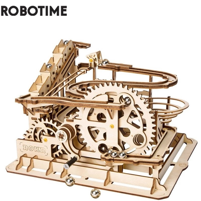 Robotime Rokr 4 Kinds Marble Run DIY Waterwheel Wooden Model Building Block Kits Assembly Toy Gift for Children Adult Dropship - Quid Mart