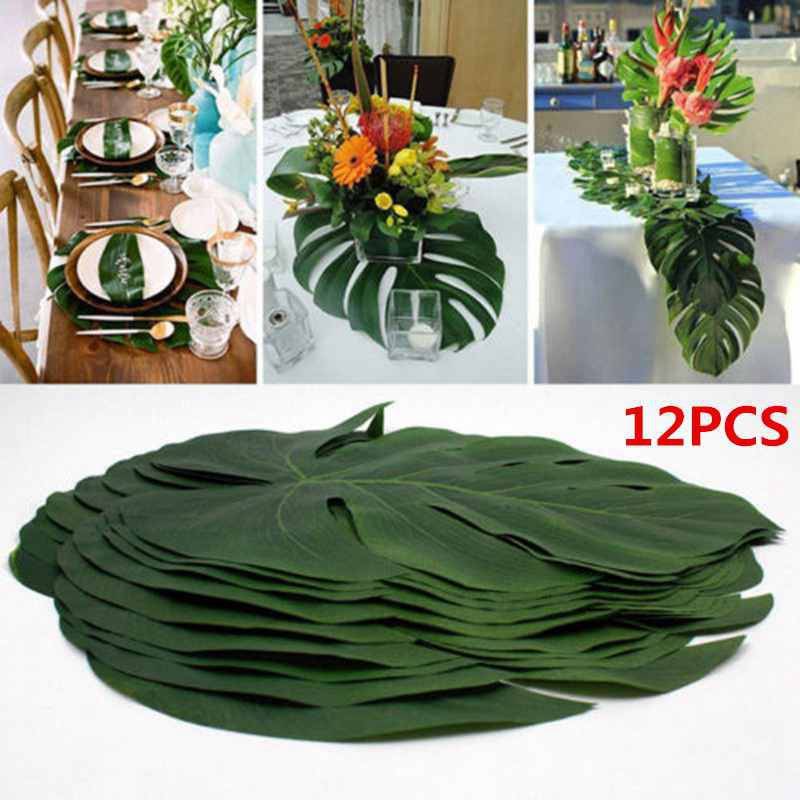 Artificial Tropical Palm Leaves Hawaiian Luau Party Aloha Summer Jungle Theme Party Decoration Wedding Birthday Home Table Decor - Quid Mart