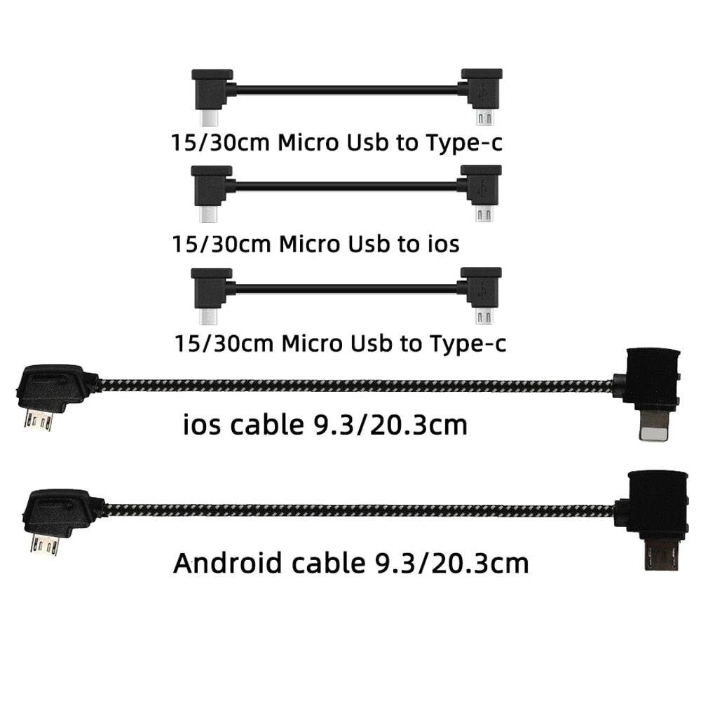 Data Cable OTG Remote Controller to Phone Tablet Connector USB TypeC IOS Extend for DJI Mavic MINI/2/3 Pro/SE/Pro/Air/Mavic 2/3 - Quid Mart