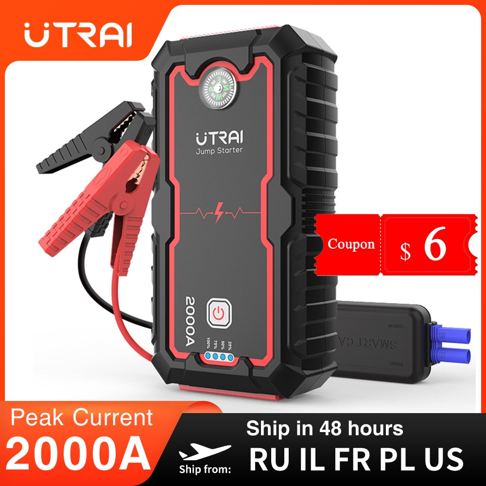 UTRAI Jump Starter Power Bank 2000A Portable Battery Station 12V Car Emergency Booster Starting Device - Quid Mart
