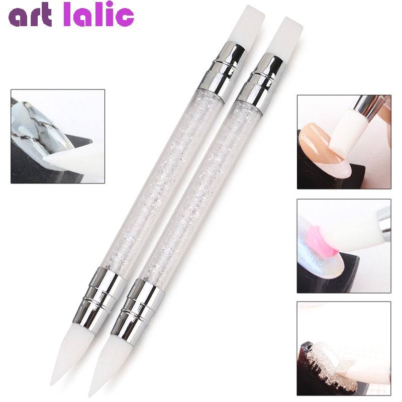 Dual-ended Silicone Sculpture Pen for Nail Art, Easy and Precise Nail Design Tool, 3D Carving Glitter Dotting Brush - Quid Mart