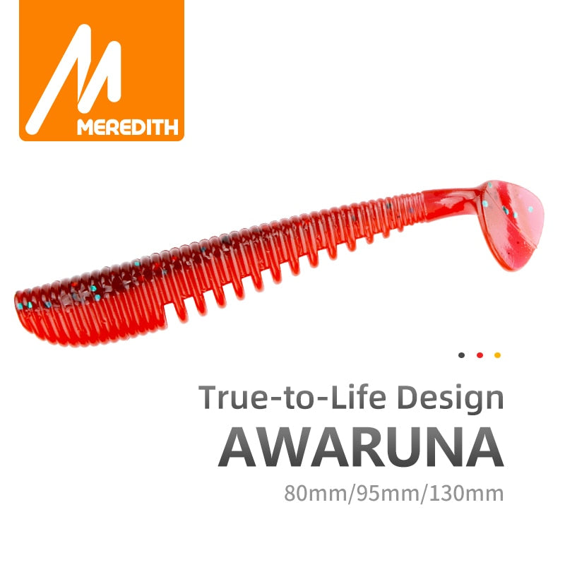 MEREDITH Awaruna Fishing Lures 8cm 9.5cm 13cm Artificial Baits Wobblers Soft Lures Shad Carp Silicone Fishing Soft Baits Tackle - Quid Mart