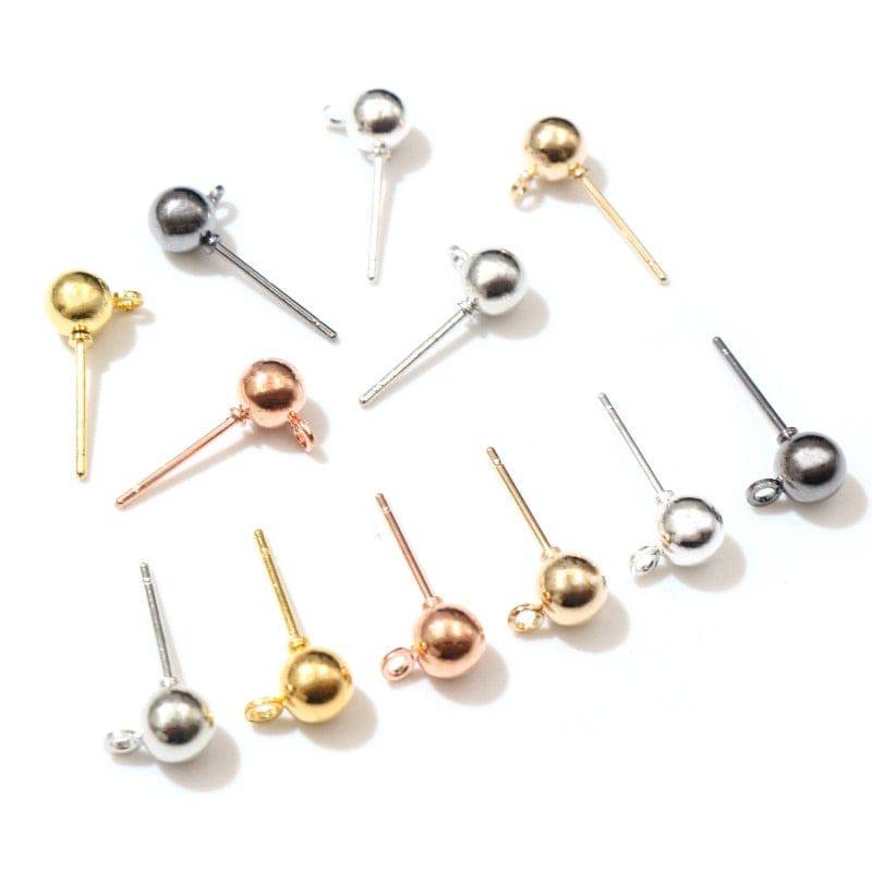 50pcs 3/4/5mm Stud Earring Pins Connector DIY Jewelry Supplies - Quid Mart