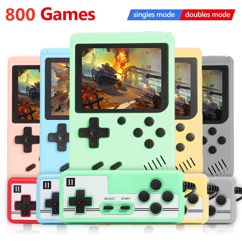ALLOYSEED Retro Portable Mini Handheld Video Game Console 3.0 Inch Color LCD Kids Color Game Player Built-in 800 Games Player - Quid Mart