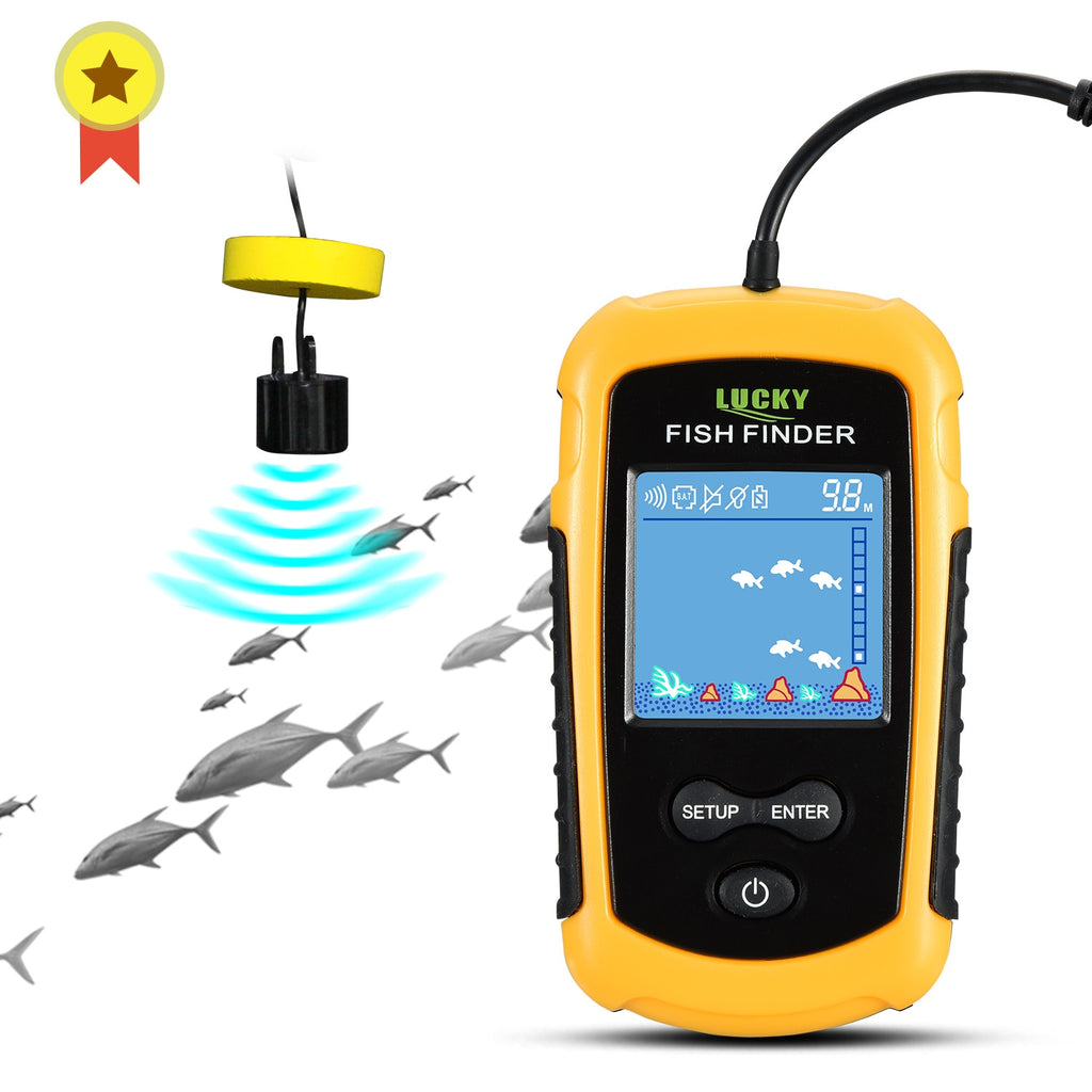 FFC1108-1 Alarm 100M Portable Sonar Fish Finders 45 degrees Sonar Coverage Echo Sounder Alarm Transducer Lake Sea Fishing - Quid Mart
