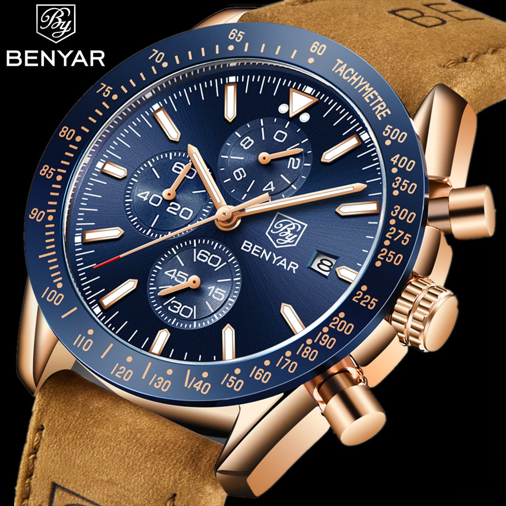 BENYAR Men Watches Brand Luxury Silicone Strap Waterproof Sport Quartz Chronograph Military Watch Men Clock Relogio Masculino - Quid Mart