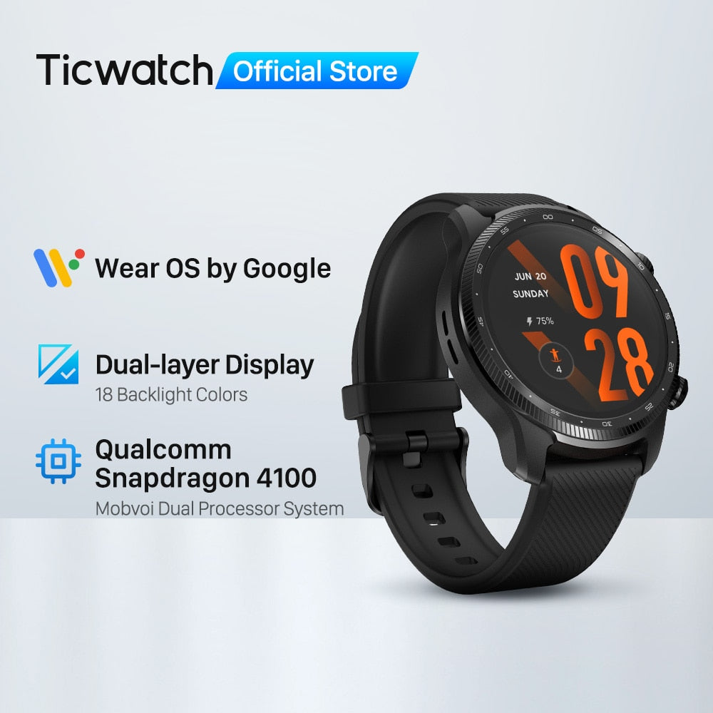 TicWatch Pro 3 Ultra GPS Wear OS Smartwatch Men Qualcomm 4100 Mobvoi Dual Processor System Watch Blood Oxygen Monitoring - Quid Mart