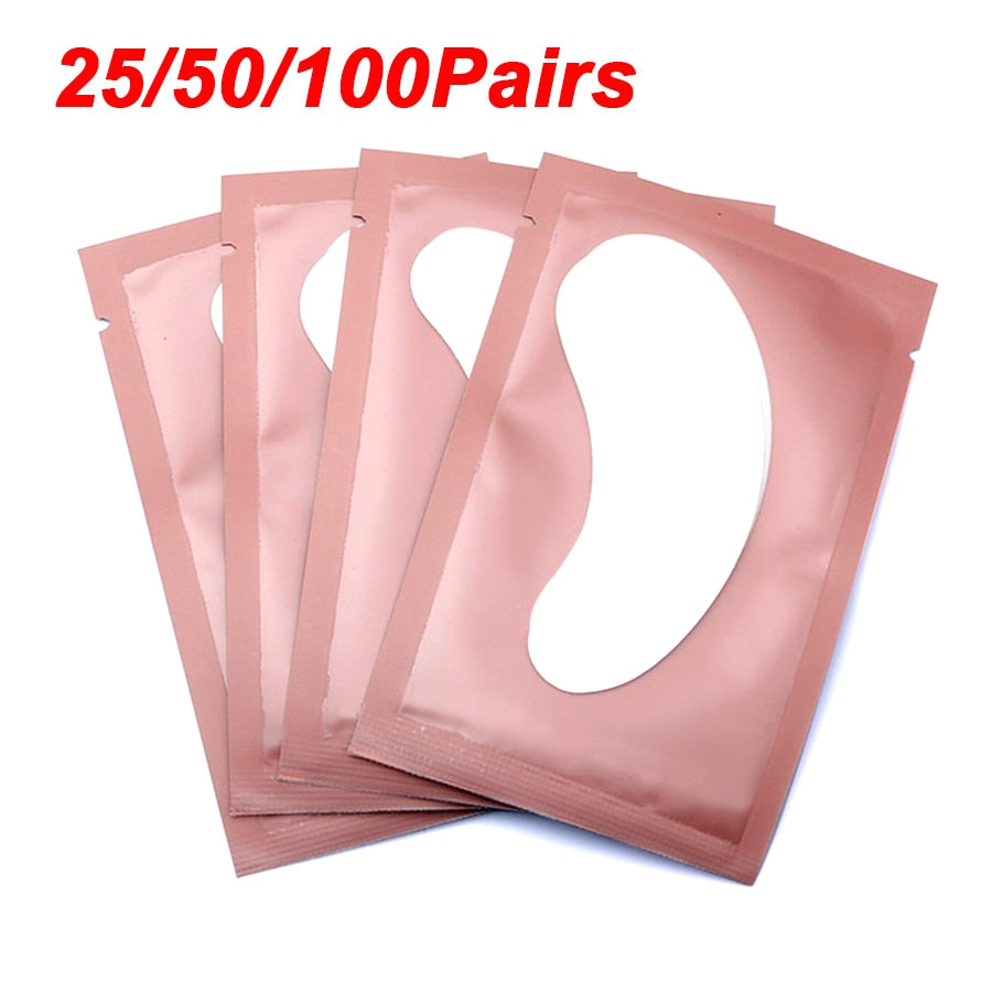 25/50/100Pairs Eye Patches Under Eyelash Pads for Building Hydrogel Paper Patches Pink Lint Free Stickers for False Eyelashes - Quid Mart
